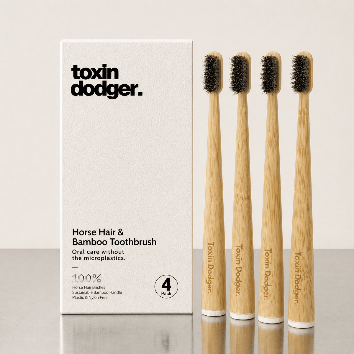 Boar or horse bristle toothbrush (4 Pack)