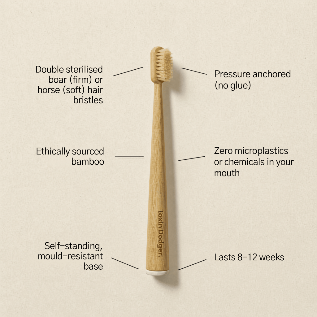Boar or horse bristle toothbrush (4 Pack)
