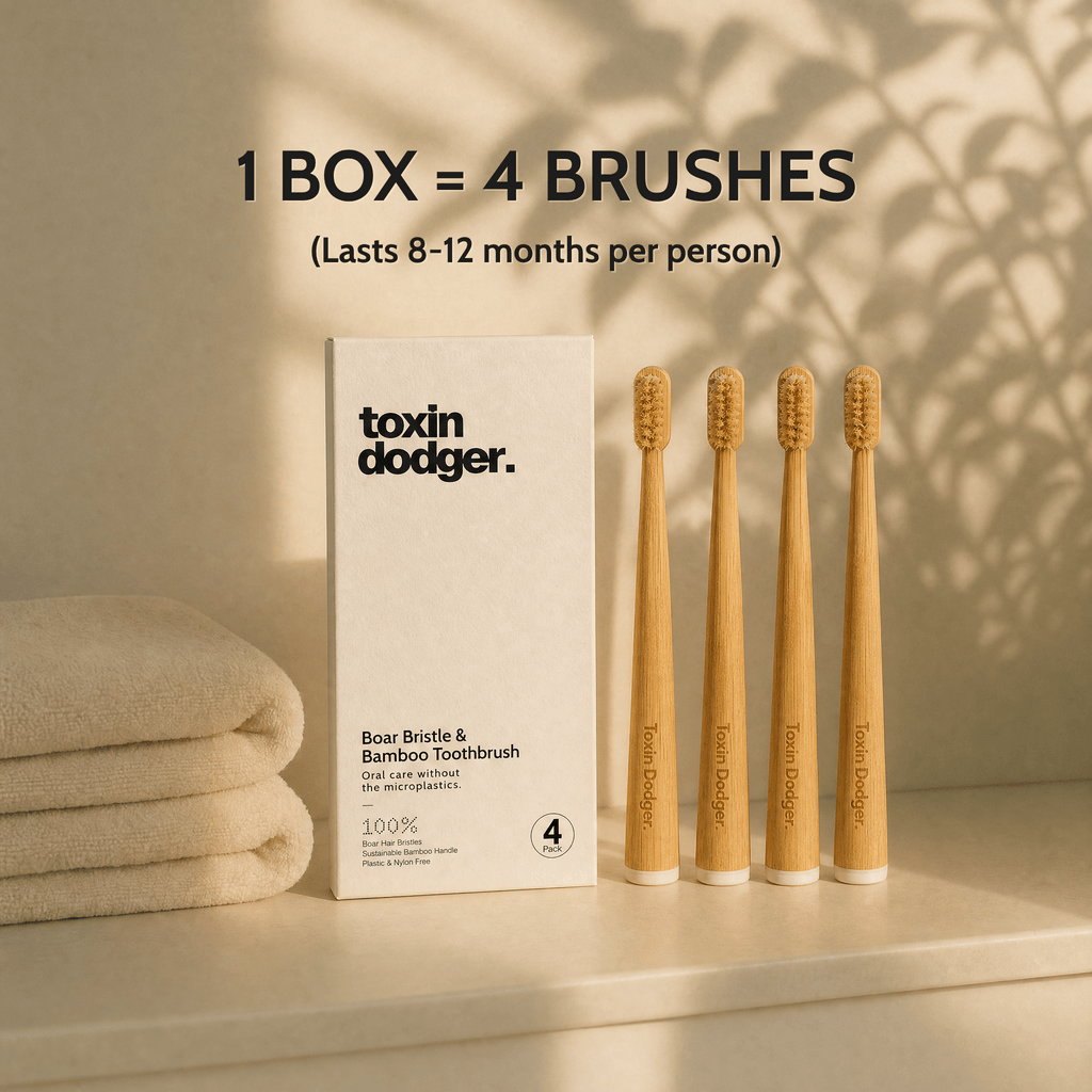 Boar or horse bristle toothbrush (4 Pack)