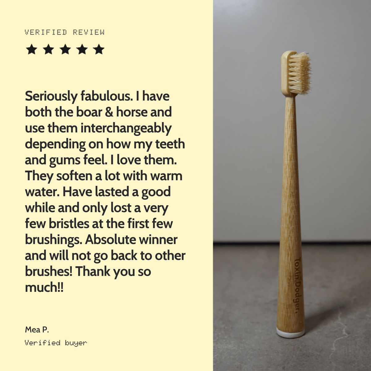 Boar or horse bristle toothbrush (4 Pack)