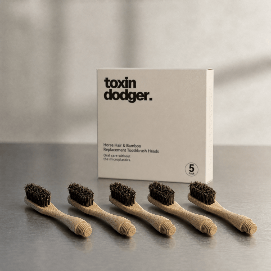 Replacement Heads for Toxindodger Natural Bristle Toothbrush System (5-pack)